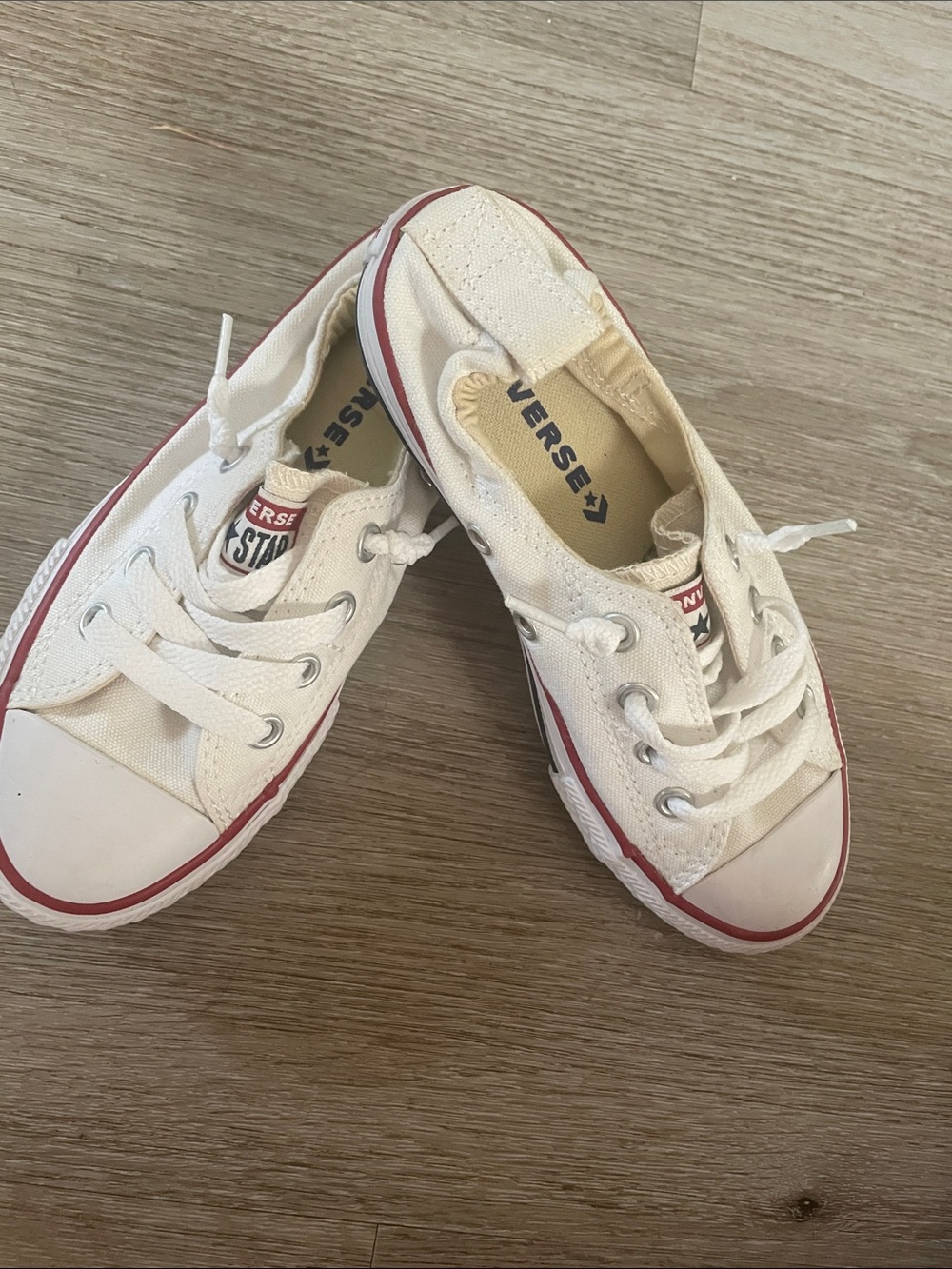 Converse Kids White Canvas Low-Top Sneakers with Red Trim